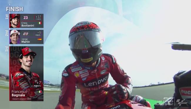 Enea Bastianini menang Sprint Race MotoGP Thailand 2024. (Screenshot: @MotoGP.Live)
