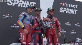 Podium Juara Sprint Race MotoGP Australia 2024. (Screenshot: @MotoGP Live)