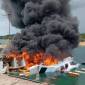 Speedboat yang ditumpangi cagub-cawagub Maluku Utara Benny Laos-Sabrin Sehe meledak, Sabtu (12/10/2024).. (SuarIndonesia/Foto: Antara)