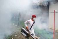 Petugas melakukan penyemprotan asap pembasmi sarang nyamuk aedes aegypti di Kota Banjarmasin beberapa waktu lalu. (Dok ANTARA/HO)