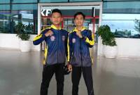 Atlet pencak silat Balangan Adit dan Arel.