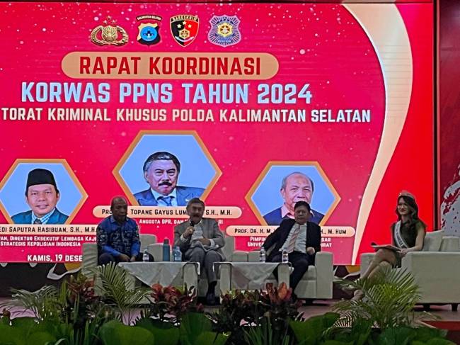 Rakor) Koordinator Pengawasan Penyidik Pegawai Negeri Sipil (PPNS) di Markas Komando Satbrimob, Banjarbaru, Kamis (19/12/2024) (SuarIndonesia/Ist).