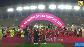 Timnas putri Indonesia Juara Piala AFF Wanita 2024 di Laos, Kamis (5/12/2024) malam. (YOUTUBE LAOFF TV)