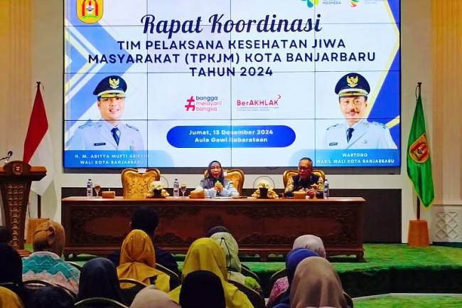 Suasana rapat koordinasi tim pelaksana kesehatan jiwa masyarakat di Aula Gawi Sabarataan Pemkot Banjarbaru yang digelar di Banjarbaru, beberapa waktu lalu. (SuarIndonesia/MC Kominfo Banjarbaru)