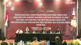 KPU Kota Banjarbaru menyatakan pasangan calon wali kota-wakil wali kota Erna Lisa Halaby-Wartono meraih 100 persen suara. (Foto: Istimewa)