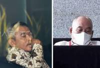 Anggota DPR Fraksi Partai NasDem Satori (kiri) dan Anggota DPR Fraksi Partai Gerindra Heri Gunawan (kanan) menunggu untuk menjalani pemeriksaan di Gedung Merah Putih KPK, Jakarta, Jumat (27/12/2024). Mereka berdua diperiksa penyidik KPK sebagai saksi terkait dugaan korupsi dana corporate social responsibility (CSR) di Bank Indonesia (BI). (Kolase: ANTARA FOTO/Indrianto Eko Suwarso)