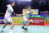Pebulu tangkis ganda putra Indonesia Yeremia Erich Yoche Yacob Rambitan (kanan) dan Rahmat Hidayat (kiri)  (SuarIndonesia/ ANTARA FOTO/Rizal Hanafi/YU)