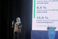 Direktur Pemberdayaan Masyarakat dan Pelaku Usaha Pangan Olahan BPOM Ema Setyawati menyampaikan upaya dalam mendukung program Makan Bergizi Gratis (MBG) dalam seminar nasional di Jakarta, Kamis (13/2/2025). (ANTARA/Hreeloita DS)