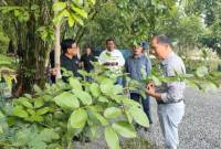 Ketua Umum PWI Hendry Ch Bangun bersama panitia pusat HPN 2025 berfoto bersama pemilik Arboretum Ayu Tirta, Chendrawan Sugianto, di hutan mini tropis yang berada di Jalan A Yani Km 8 pada Santu (1/2/2025) (SuarIndonesia/Ist).