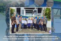 BANTUAN- Bantuan Melalui UPZ, KCS Banjarmasin dan KCP Gerai Duta Mall, diserahkan secara simbolis oleh Direktur Utama Bank Kalsel, Fachrudin. Foto/UPZ Bank Kalsel)