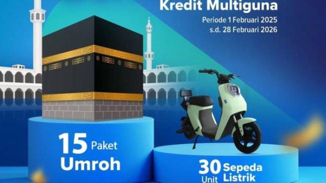 KREDIT MULTIGUNA BANK KALSEL -Kredit Multiguna di Bank Kalsel raih hadiah 15 Paket Umroh atau 30 Unit Sepeda Listrik