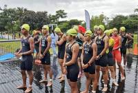 Para atlet Triathlon mengikuti Kejuaraan Nasional Triathlon Seri 1 yang berlangsung di Jakarta, 21-23 Februari 2025. (Foto: ANTARA/HO-FTI Kalsel)