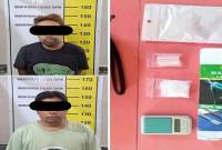 Dua pengedar sabu lintas kabupaten DD (34) dan ML (45) beserta barang bukti diungkap Satresnarkoba Polres Tapin di Rantau, Kabupaten Tapin, Jumat (14/2/2025). (ANTARA/HO-Humas Polres Tapin)