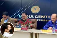 Juru Bicara Mahkamah Agung Yanto (tengah) saat konferensi pers di Media Center MA, Jakarta, Kamis (13/2/2025). Harvey Moeis (foto inzet). (ANTARA/Fath PM/Rivan AL)