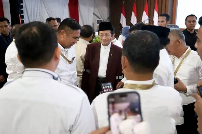 Menteri Agama Nasaruddin Umar dalam Retret Pembekalan Kepala Daerah yang berlangsung di Lembah Tidar Akademi Militer (Akmil) Magelang, Jawa Tengah, Rabu (26/2/2025). (Foto: ANTARA/HO-Puspen Kemendagri)