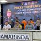 Kapolresta Samarinda Kombes Pol Hendri Umar saat memimpin konferensi pers di Mapolresta Samarinda, Kaltim, Selasa (4/2/2025). (ANTARA/Ahmad Rifandi)