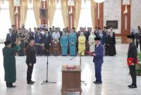 Muhammad Syarifuddin resmi menjabat Penjabat (Pj) Sekretaris Daerah Provinsi (Sekdaprov) Kalimantan Selatan (Kalsel), setelah dilantik Gubernur Kalsel, H. Muhidin, di Gedung Mahligai Pancasila, Jalan R. Soeprapto, Banjarmasin, Rabu (5/2/2025). (SuarIndonesia/RW)