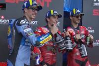 Podium sprint race MotoGP Argentina 2025 MM93,AM73,dan FB63. (Foto: Screenshot MotoGP.Live.com)
