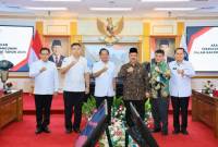 Menteri Dalam Negeri Muhammad Tito Karnavian (ketiga dari kiri) usai menghadiri Rakortekrenbang 2025 di Kantor Kemendagri, Jakarta, Rabu (12/3/2025). (Foto: ANTARA/HO-Puspen Kemendagri)