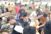 Mayat pengapung di Sungai Martapura tepatnya Jalan Kampung Kenanga depan Museum Wasaka Banjarmasin Utara, ini ditemuka dua anak yang saat mencari bambu Senin (7/4/2025). (SuarIndonesia/DO)