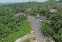 Jalan Gunung Pandau – Haur Batu dihiasi hamparan hijau pepohonan. - Foto: Mc.Balangan