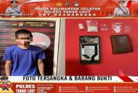 Satresnarkoba Polres Tanah Laut menciduk YS beserta barang bukti sabu saat berada di rumah Tanah Laut, beberapa waktu lalu. (Foto: ANTARA/HO-Humas Polres Tanah Laut)