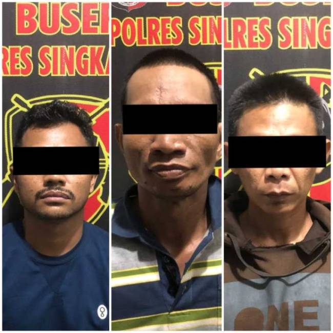 Tiga pelaku penyiraman air keras terhadap pegawai RSJ Singkawang, Kalbar diamankan Polres Singkawang. (Foto: Istimewa)