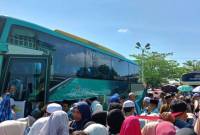 pada saat pelepasan pemberangkatan jemaah haji HST