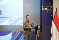 Menteri Dalam Negeri Muhammad Tito Karnavian pada acara SPM Awards 2025 di Kantor Ditjen Bina Bangda, Jakarta, Jumat (23/5/2025). (ANTARA/HO-Puspen Kemendagri)