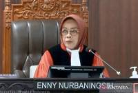 Tangkapan layar - Hakim Mahkamah Konstitusi Enny Nurbaningsih. (ANTARA/Fath Putra M)
