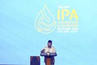 Presiden Prabowo Subianto memberikan arahan saat pembukaan Indonesian Petroleum Association Convention and Exhibition (IPA Convex) ke-49 di ICE BSD, Tangerang, Banten, Rabu (21/5/2025). (ANTARA FOTO/Hafidz Mubarak A)