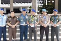 Danpuspom TNI Mayjen TNI Yusri Nuryanto bersama para komandan polisi militer TNI di Markas Besar TNI, Jakarta, Rabu (7/5/2025). (Foto: ANTARA/Bagus A Rizaldi)