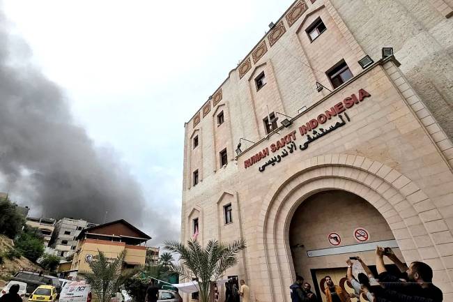 Rumah Sakit Indonesia di Beit Lahia, Gaza Utara, yang menjadi sasaran serangan Israel. (Dok ANTARA/Anadolu)