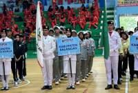Kontingen Balangan saat acara pembukaan POPDA 2025 di Kota Banjarmasin. foto: MC Kab Balangan