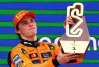 Oscar Piastri menang F1 GP Spanyol 2025 mengalahkan Lando Norris. (REUTERS/Albert Gea)