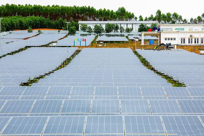 Nusantara Sembcorp Solar Energy Power Plant atau PLTS kapasitas 50 MW dibangun di IKN investasi Singapura. (Foto: ANTARA/HO-dokumen Humas OIKN)