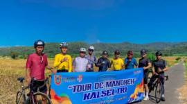 Tim Triathlon Kalsel saat menjajal trek sepeda gunung merapi. Foto : MC Kalsel
