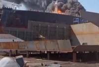 Tangkapan Layar kapal terbakar di PT ASL, Batu Aji, Batam, Kepulauan Riau (Kepri). (Dok. Istimewa)