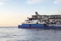 Kondisi kapal KM Barcelona yang terbakar di perairan Talise, Minahasa Utara, Minggu (20/7/2025). (ANTARA/HO-Koarmada RI)