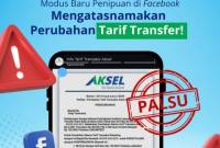 Surat edaran palsu oleh oknum penipu mengatasnamakan Bank Kalsel berdalih perubahan tarif transfer antarbank tahun 2025 yang beredar di Facebook. (Foto/Humas Bank Kalsel)