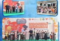 BERI SANTUNAN-Bank Kalsel berikan santunan dana anak yatim dan Dhuafa dalam rangka kegiatan Indonesia mewarna, melukis untuk harapan Palestina, berkolaborasi dengan rumah Zakat Kalsel.(Foto- Bank Kalsel)