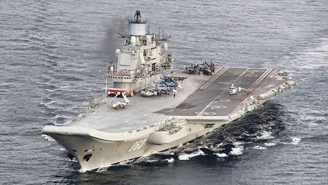 Kapal Induk Rusia Admiral Kuznetsov. (Handout via Reuters/File Photo)