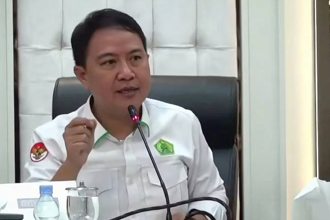 Direktur Jenderal Penyelenggaraan Haji dan Umrah (Dirjen PHU) Kemenag Hilman Latief dalam diskusi kelompok terpumpun bertajuk 