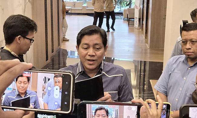 Juru Bicara Kementerian Koordinator Bidang Perekonomian Haryo Limanseto dalam media briefing di Kantor Kemenko Perekonomian, Jakarta. (ANTARA/Bayu Saputra)