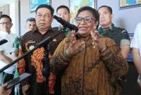 Wakil Menteri Dalam Negeri Republik Indonesia Ribka Haluk usai Rakor Persiapan Pilkada Ulang di Pangkalpinang, Jumat (4/7/2025). (ANTARA/Aprionis)