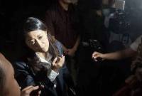 Menteri Komunikasi dan Digital (Menkomdigi) Meutya Hafid saat menyampaikan tanggapan terkait penutupan fitur live TikTok di kompleks Istana Kepresidenan, Jakarta, Minggu (31/8/2025). (ANTARA/Andi Firdaus)