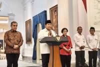 Presiden Prabowo Subianto saat berpidato dalam pertemuan dengan delapan pimpinan partai politik, tokoh nasional, hingga pimpinan MPR/DPR di Istana Merdeka, Jakarta, Minggu (31/8/2025). (ANTARA/Andi Firdaus)