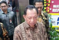 Mendagri Tito Karnavian di kompleks parlemen, Jakarta, Senin (18/8/2025). (ANTARA/Bagus A Rizaldi)
