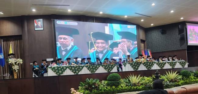 Pengukuhan Empat Profesor (Guru Besar) dari Fakultas Pertanian,  di Auditorium Universitas Lambung Mangkurat (ULM) Banjarbaru, Selasa (19/8/2025). (SuarIndonesia/ist)
