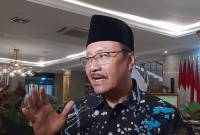 Menteri Sosial Saifullah Yusuf pada konferensi pers tentang penyaluran bantuan sosial (bansos) di Kantor Kemensos, Jakarta, Selasa (12/8/2025). (ANTARA/Lintang Budiyanti P)